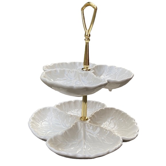 Haeger Pottery 2 Tiered serving tray Tidbit Tray Relish Dish Orange Ceramic - Picture 2 of 8